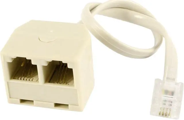 Main image of RJ11 6P4C 2 Female Socket to Male Plug F/M Telephone Cable Connector