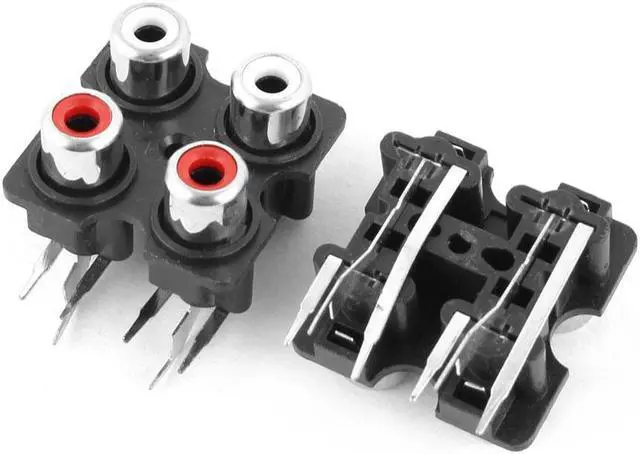 Main image of Panel Mounting Audio Video Jack AV Socket 4 Position RCA Female Connectors 2pcs