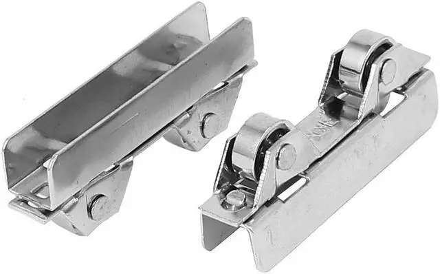 Alt view image 2 of 2 - 50mm Long Double Wheels Glass Sliding Door Roller Pulley Silver Tone 4pcs