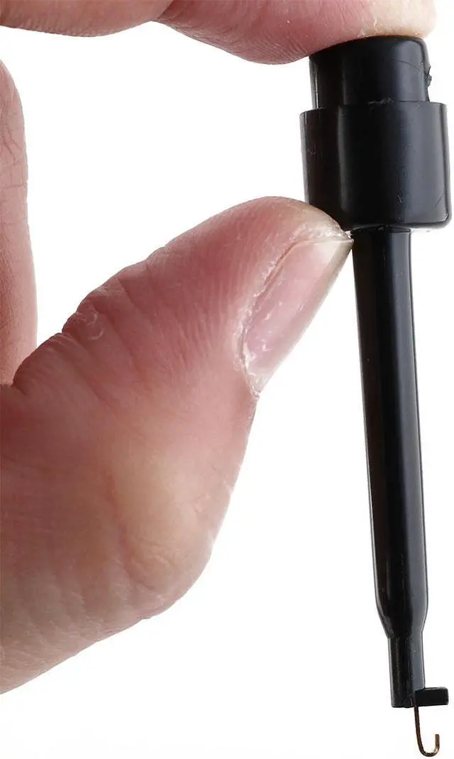Alt view image 3 of 3 - Plastic Electronic Lead Testing Hooks Wire Probe Spring Clips Black 15 Pcs