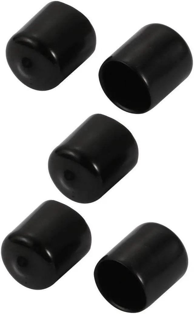 Main image of 5Pcs 16mm Inner Dia Flexible Vinyl End Cap Screw Thread Protector Cover Black