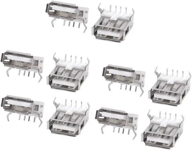 Main image of Unique Bargains 10PCS Computer PC USB Female Soldering Connector PCB Panel Socket Jack