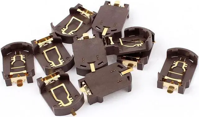 Main image of 10Pcs Plastic Button Cell Battery Socket Holder for CR2032 Brown