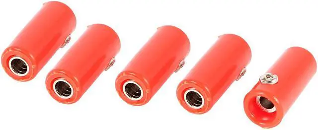 Main image of Unique Bargains Red Plastic Housing 4mm Banana Plug Female Jack Sockets Coupler Adapter 5 Pieces