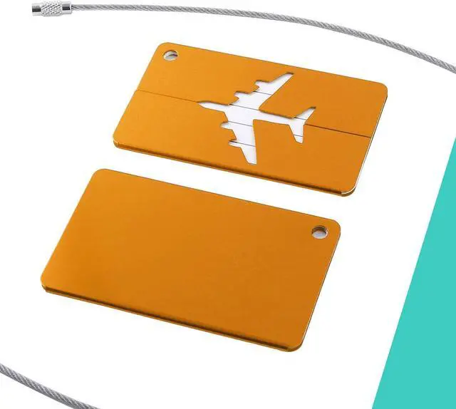 Alt view image 2 of 6 - Luggage Handbag Name Address Message Label Tag Card Holder Gold Tone 2pcs
