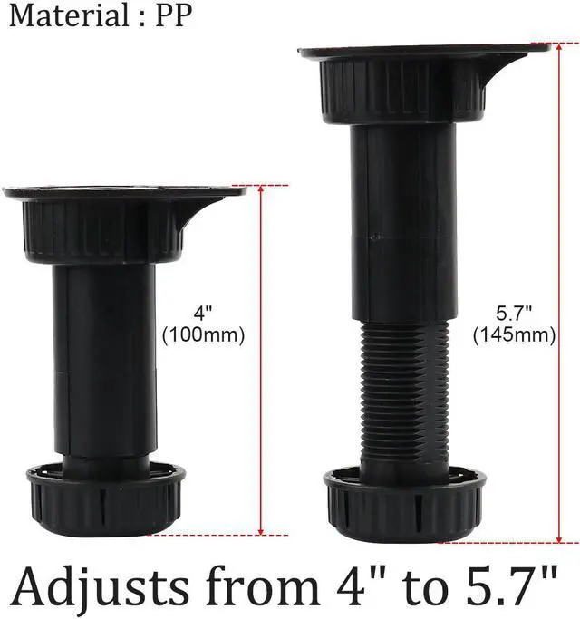 Alt view image 3 of 7 - 4pcs PP Adjustable Kitchen Cabinet Legs Feet Height(Total:100-145mm) x 43mm Dia