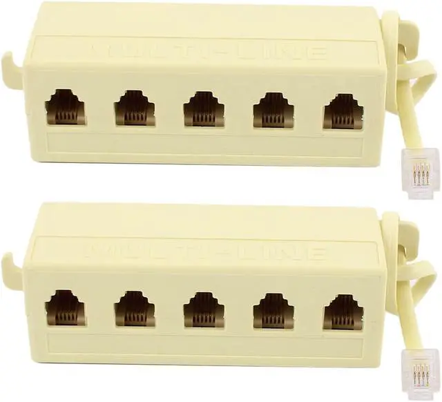 Main image of Unique Bargains2 Pcs Plastic Housing Telephone ADSL Modem 6P4C 1 to 5 Line Splitter Filter
