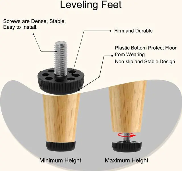 Alt view image 4 of 7 - M10x25x35mm Leveling Feet Adjustable Leveler for Home Desk Table Sofa Leg 12pcs