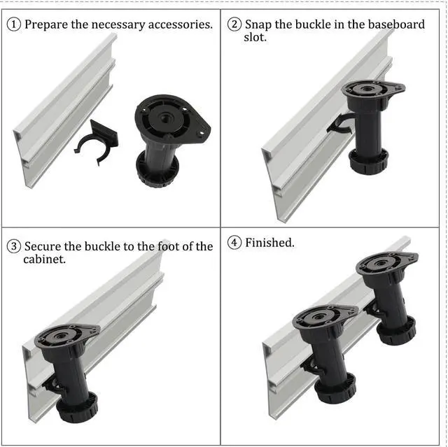 Alt view image 7 of 7 - 4pcs PP Adjustable Kitchen Cabinet Legs Feet Height(Total:100-145mm) x 43mm Dia