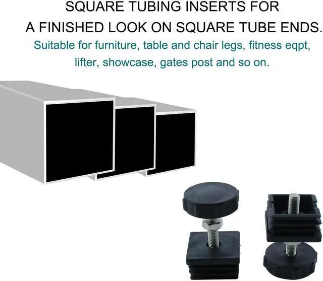 Alt view image 6 of 7 - Leveling Feet 40 x 40mm Square Tube Insert Adjustable Leveler for Table 4 Sets