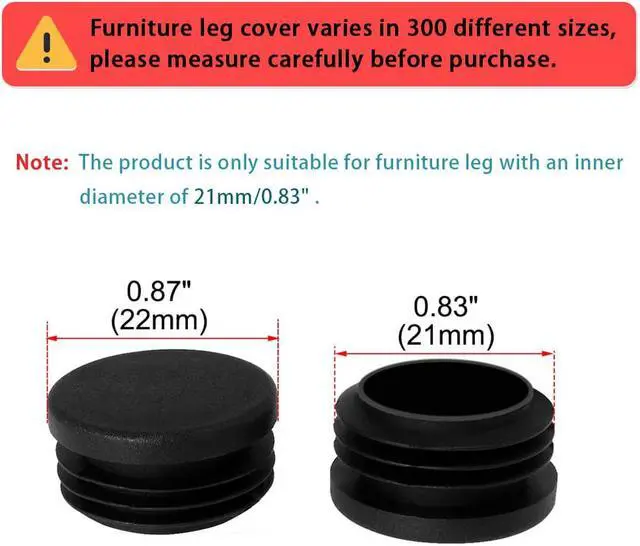 Alt view image 2 of 7 - 7/8" 0.87" OD Plastic Tube Insert Pipe 4pcs 0.75"-0.83" Inner Dia Home Table Cap