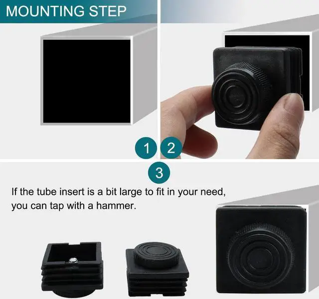 Alt view image 5 of 7 - M8 Leveling Feet 50 x 50mm Square Tube Insert Adjustable Furniture Glide 8 Sets