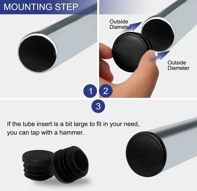 Alt view image 5 of 7 - 7/8" 0.87" OD Plastic Tube Insert Pipe 4pcs 0.75"-0.83" Inner Dia Home Table Cap