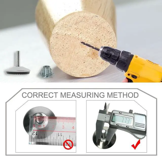 Alt view image 3 of 7 - M10 x 30 x 50mm Furniture Glide Leveling Feet Leg Floor Protector w T-nuts 4pcs