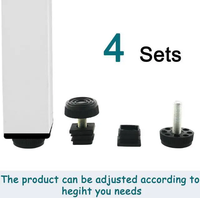 Alt view image 7 of 7 - Adjustable Leveling Feet 20 x 20mm Square Tube Insert Kit Furniture Glide 4 Sets