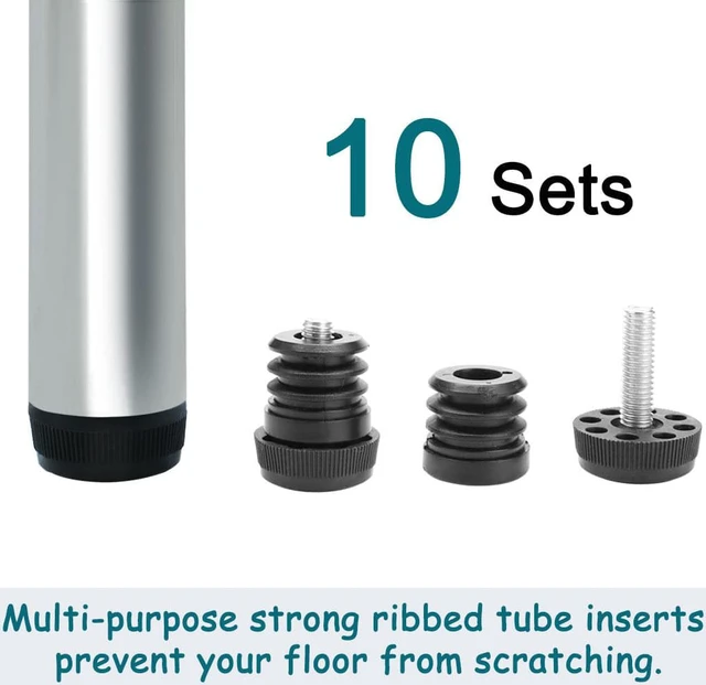 Alt view image 7 of 7 - Leveling Feet 1" 25mm OD Round Tube Insert Furniture Adjustable Leveler 10 Sets