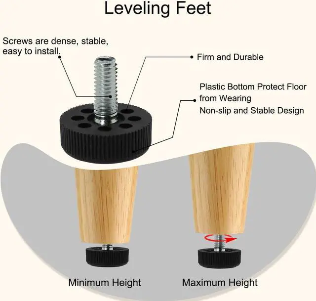 Alt view image 4 of 7 - M8 x 20 x 30mm Furniture Glide Leveling Feet Base Protector for Desk Leg 12pcs