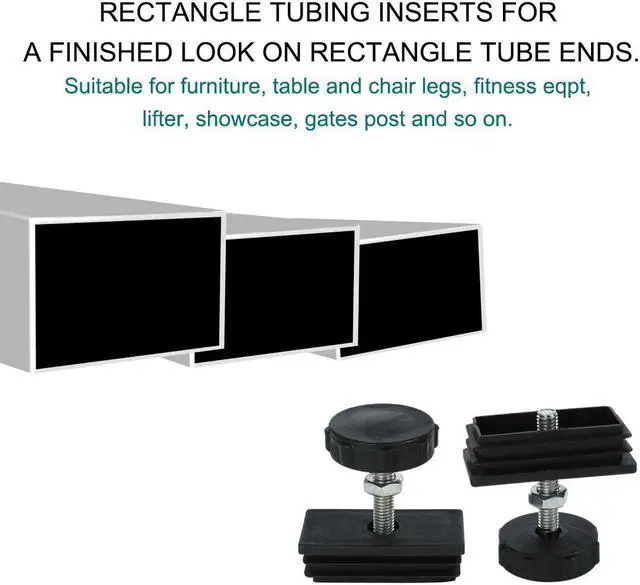 Alt view image 6 of 7 - Adjustable Leveling Feet 30 x 60mm Tube Inserts Furniture Table Glide 4 Sets