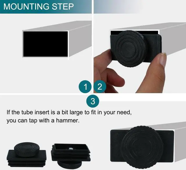 Alt view image 5 of 7 - Adjustable Leveling Feet 25 x 50mm Tube Inserts Furniture Table Glide 4 Sets