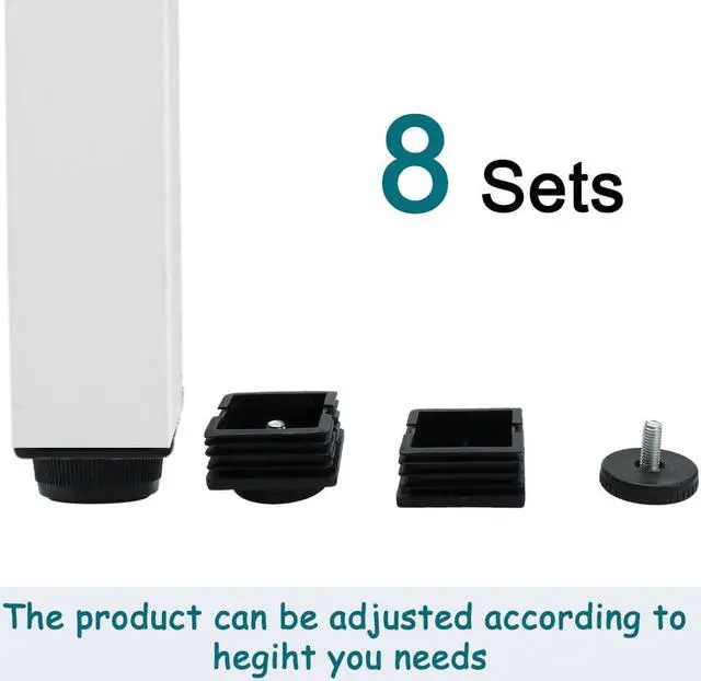 Alt view image 7 of 7 - M8 Leveling Feet 50 x 50mm Square Tube Insert Adjustable Furniture Glide 8 Sets