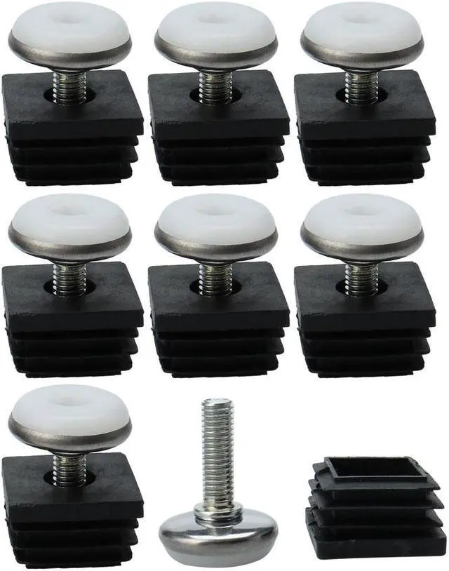 Main image of Adjustable Leveling Feet 25 x 25mm Tube Inserts Furniture Table Glide 8 Sets