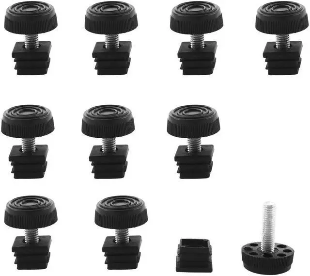 Main image of Adjuster Leveling Feet 20 x 20mm Square Tube Insert Kit Furniture Glide 10 Sets