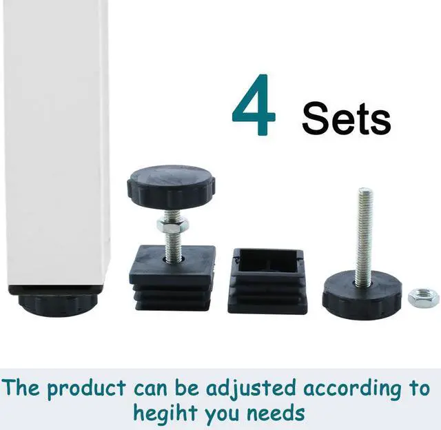 Alt view image 7 of 7 - Leveling Feet 40 x 40mm Square Tube Insert Adjustable Leveler for Table 4 Sets