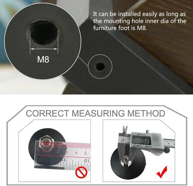 Alt view image 3 of 7 - M8 x 50 x 80mm Leveling Feet Adjustable Leveler Protector for Machine Leg 2pcs