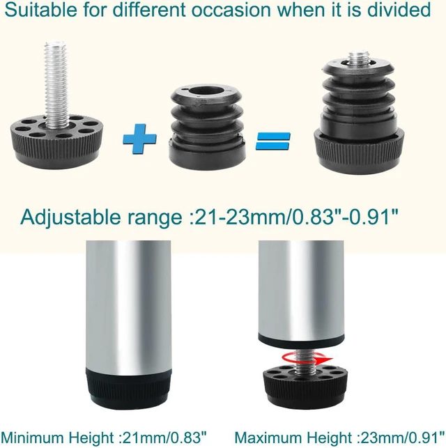 Alt view image 3 of 7 - Leveling Feet 1" 25mm OD Round Tube Insert Furniture Adjustable Leveler 10 Sets