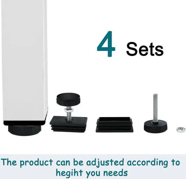 Alt view image 7 of 7 - Adjustable Leveling Feet 30 x 60mm Tube Inserts Furniture Table Glide 4 Sets