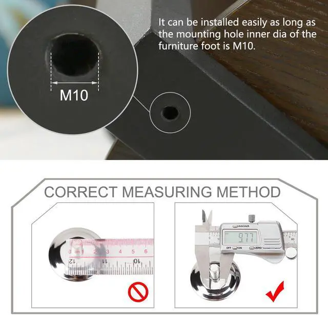 Alt view image 3 of 7 - M10 x 17 x 50mm Leveling Feet Adjustable Floor Protector for Table Leg 10pcs