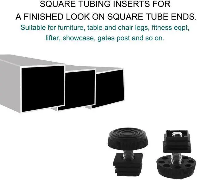 Alt view image 6 of 7 - Adjustable Leveling Feet 20 x 20mm Square Tube Insert Kit Furniture Glide 4 Sets