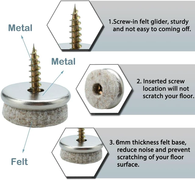 Alt view image 4 of 7 - Screw Felt Gliders Furniture Leg Pads DIY Leg Feet Protector 22mm 7/8" Dia 10pcs