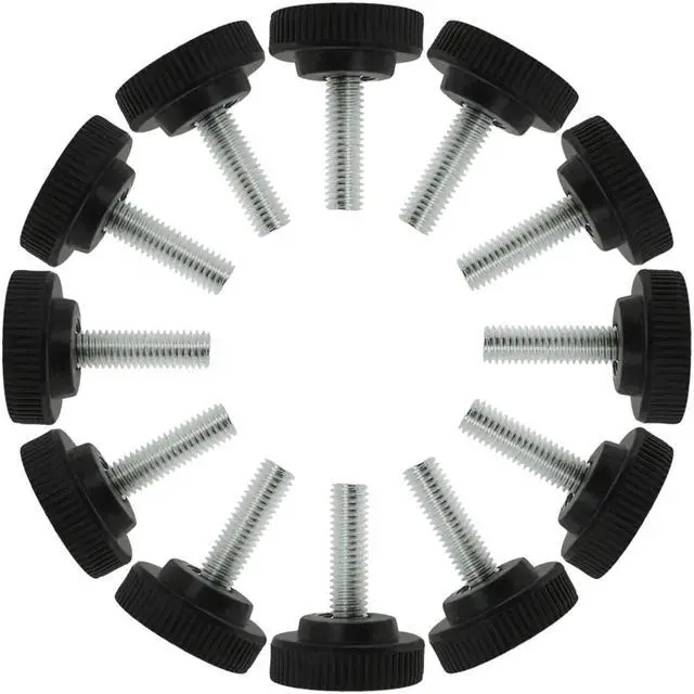 Main image of M8 x 25 x 30mm Adjustable Leveling Feet Desk Leg 12pcs, Black and Silver Tone