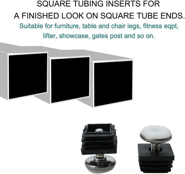 Alt view image 6 of 7 - Adjustable Leveling Feet 25 x 25mm Tube Inserts Furniture Table Glide 8 Sets