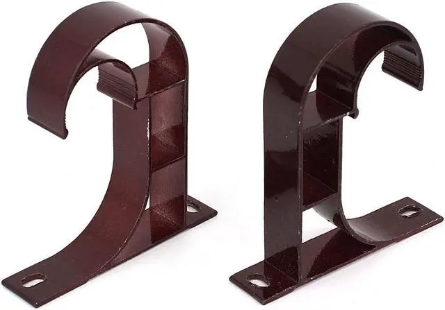 Alt view image 3 of 3 - Unique Bargains 2pcs 1" Dia Drapery Curtain Rod Hook Shape Metal Ceiling Bracket Holder Burgundy