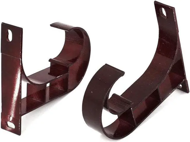 Alt view image 2 of 3 - Unique Bargains 2pcs 1" Dia Drapery Curtain Rod Hook Shape Metal Ceiling Bracket Holder Burgundy