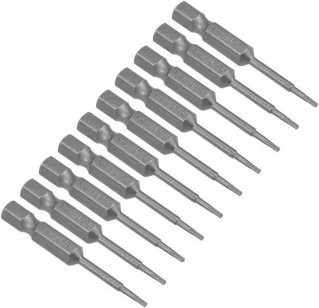 Main image of 10pcs 50mm Long 1/4" Hex Shank T5 Magnetic Torx Head Screwdriver Bits S2 High Alloy Steel
