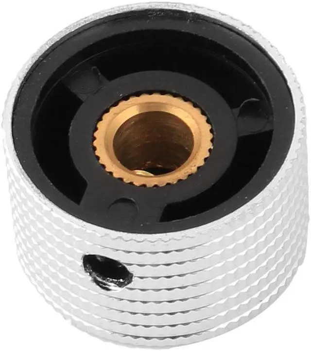 Alt view image 2 of 2 - 25mm x 15mm Aluminum Alloy Knurled Button Potentiometer Control Knob Silver Tone
