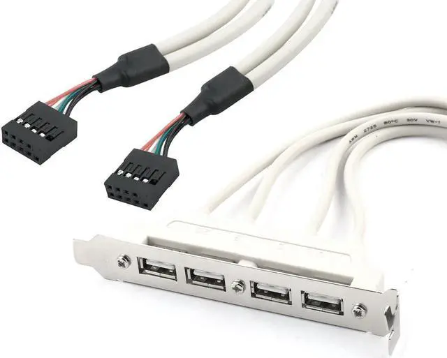 Alt view image 2 of 2 - Unique Bargains PC Motherboard USB2.0 9 Pin Header to 4 Ports A Female Adapter Cable Cord Gray