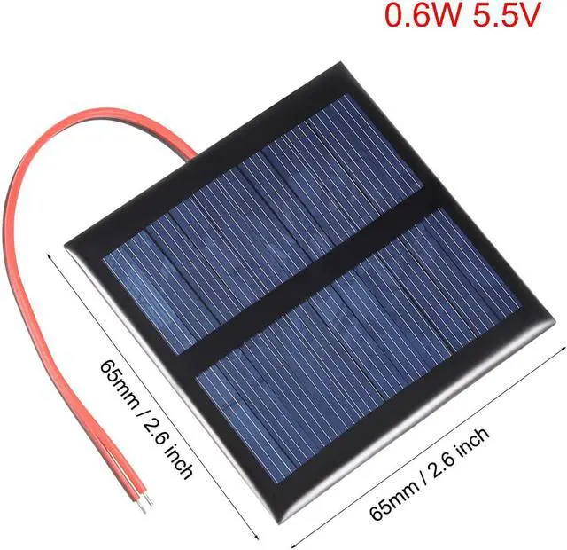 Alt view image 2 of 5 - 5Pcs 0.6W 5.5V Small Solar Panel Module DIY Polysilicon with 145mm Wire for Phone Toys Charger