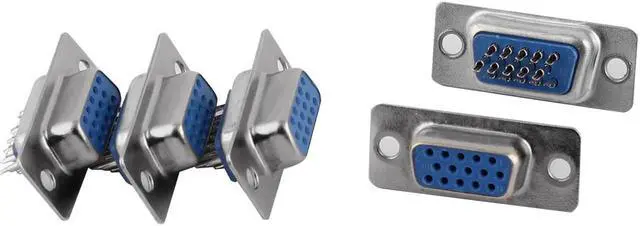 Main image of Unique Bargains Soldering 3 Row DB-15 Female 15Pin Plug VGA D-Sub Connector Adapter 5Pcs