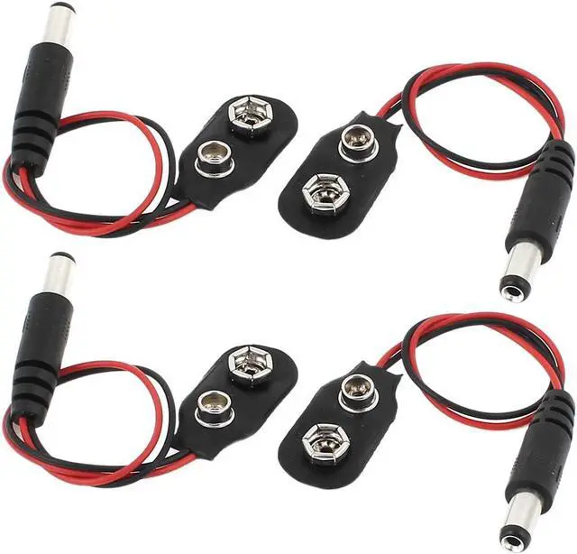 Main image of 4Pcs DC 5.5x2.1mm Plug Jack 2-Wires 9V Battery Clip Connectors Holder