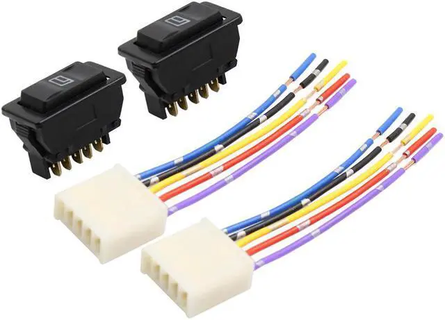 Main image of Car Power Window Switch with Wiring Harness Socket Adapter 5 Pin 1 DC 12V 4 in 1