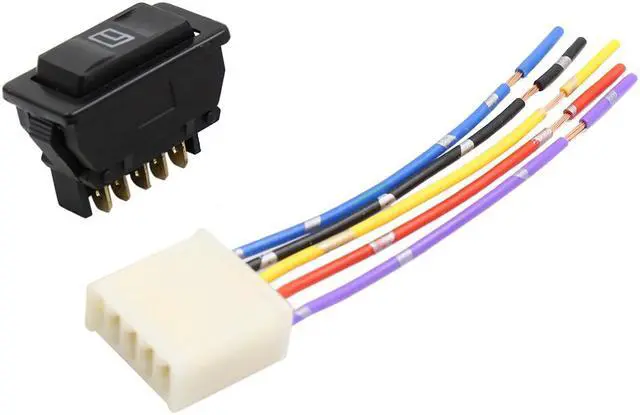 Main image of Car Power Window Switch with Wiring Harness Socket Adapter 5 Pin 2 in 1 DC 12V