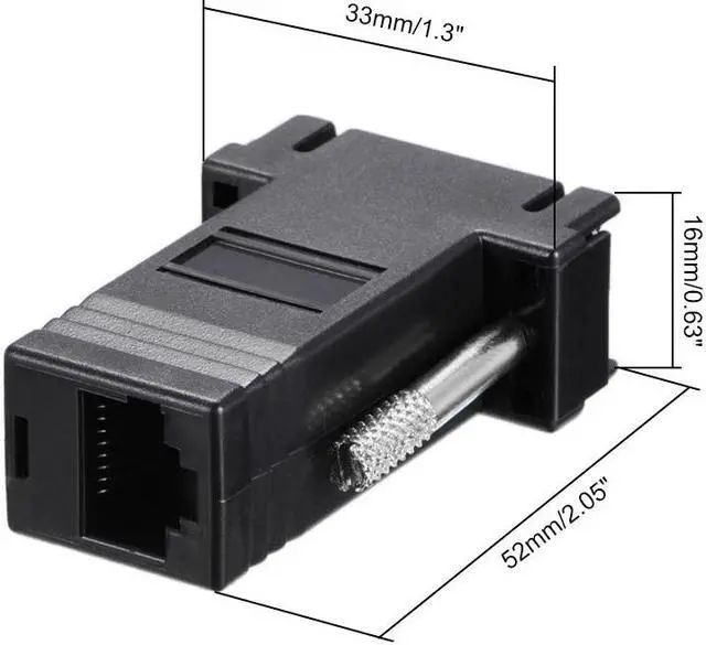 Alt view image 2 of 4 - RJ45 to VGA Extender Adapter RJ45 Female Enternet to DB15 Male Port for Multimedia Video Black