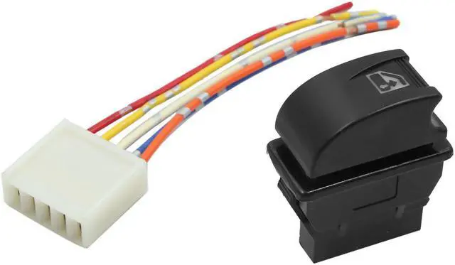 Main image of 2 in 1 Universal Car Power Window Glass Lift Switch with Wiring Harness Socket