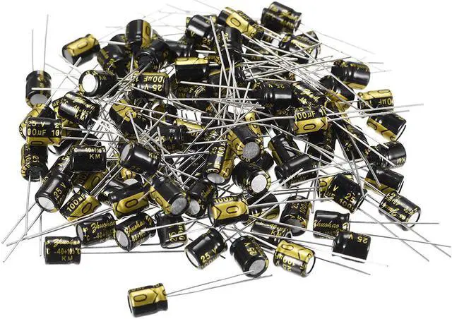 Main image of Aluminum Radial Electrolytic Capacitor 100uF 25V Life 6.3 x 7 mm Black 100pcs