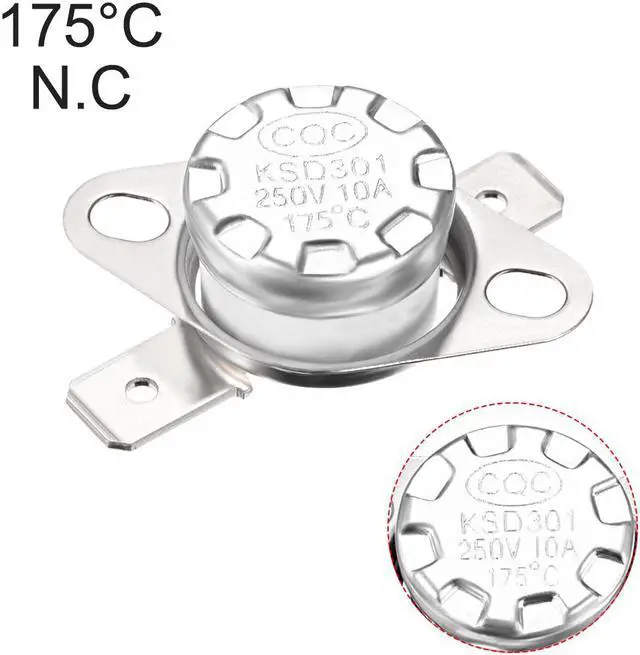 Alt view image 4 of 4 - KSD301 Thermostat, Temperature Control Switch 175°C 10A Normally Closed N.C 6.3mm Pin 5pcs