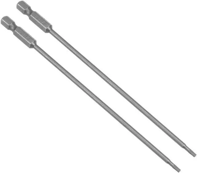 Main image of 2Pcs 1/4" Hex Shank 150mm Length Magnetic Torx Security Head T8 Screwdriver Bits S2 Alloy Steel